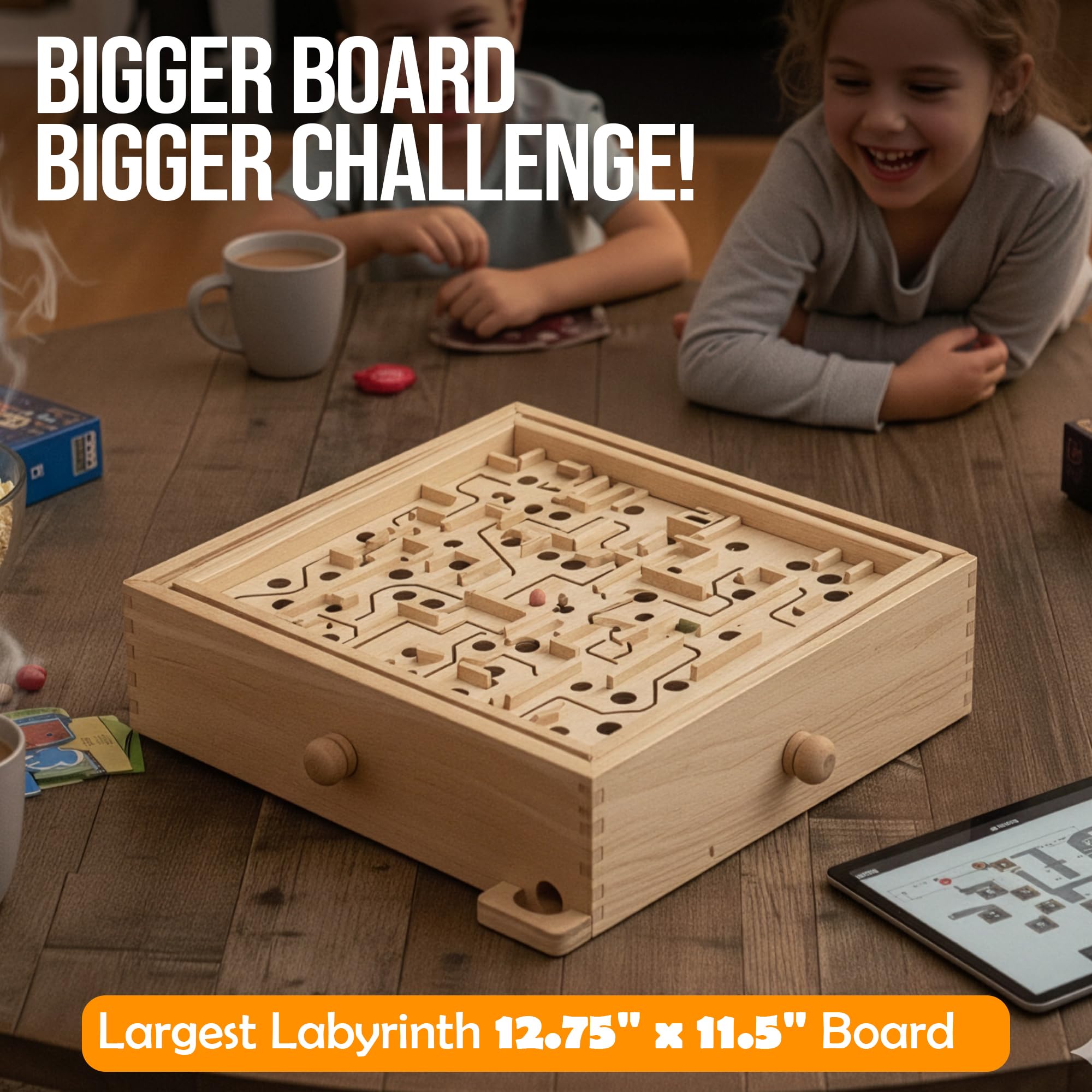 Wooden Labyrinth Maze Game with 3 Boards