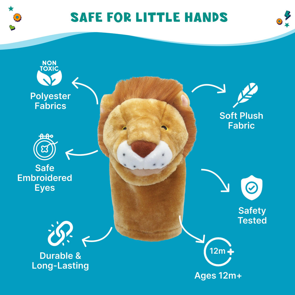 Get Ready Kids BigMouth Animal Hand Puppets - Set of 10 Plush Toys