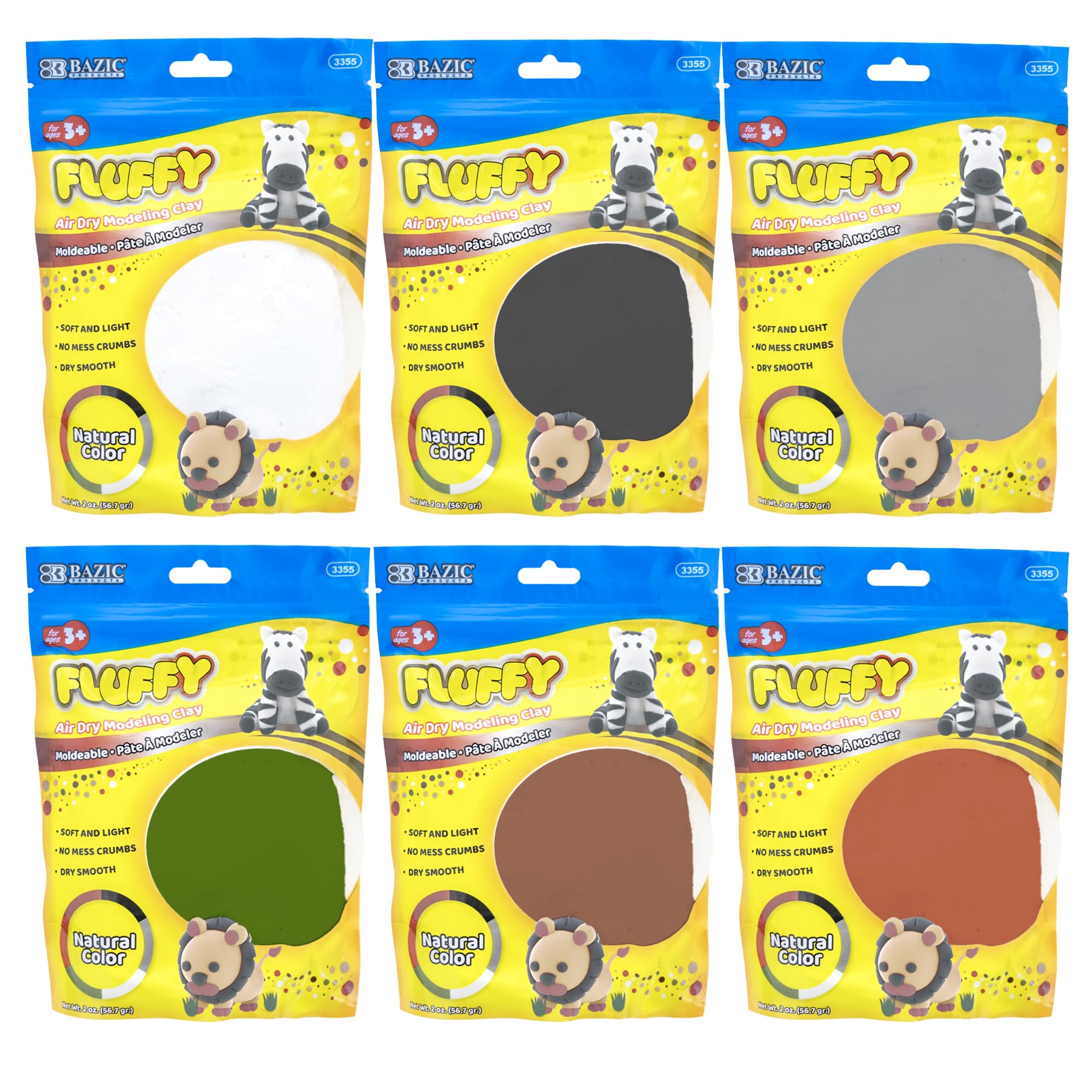 BAZIC Air Dry Clay 6 Natural/Earth Color 2 oz