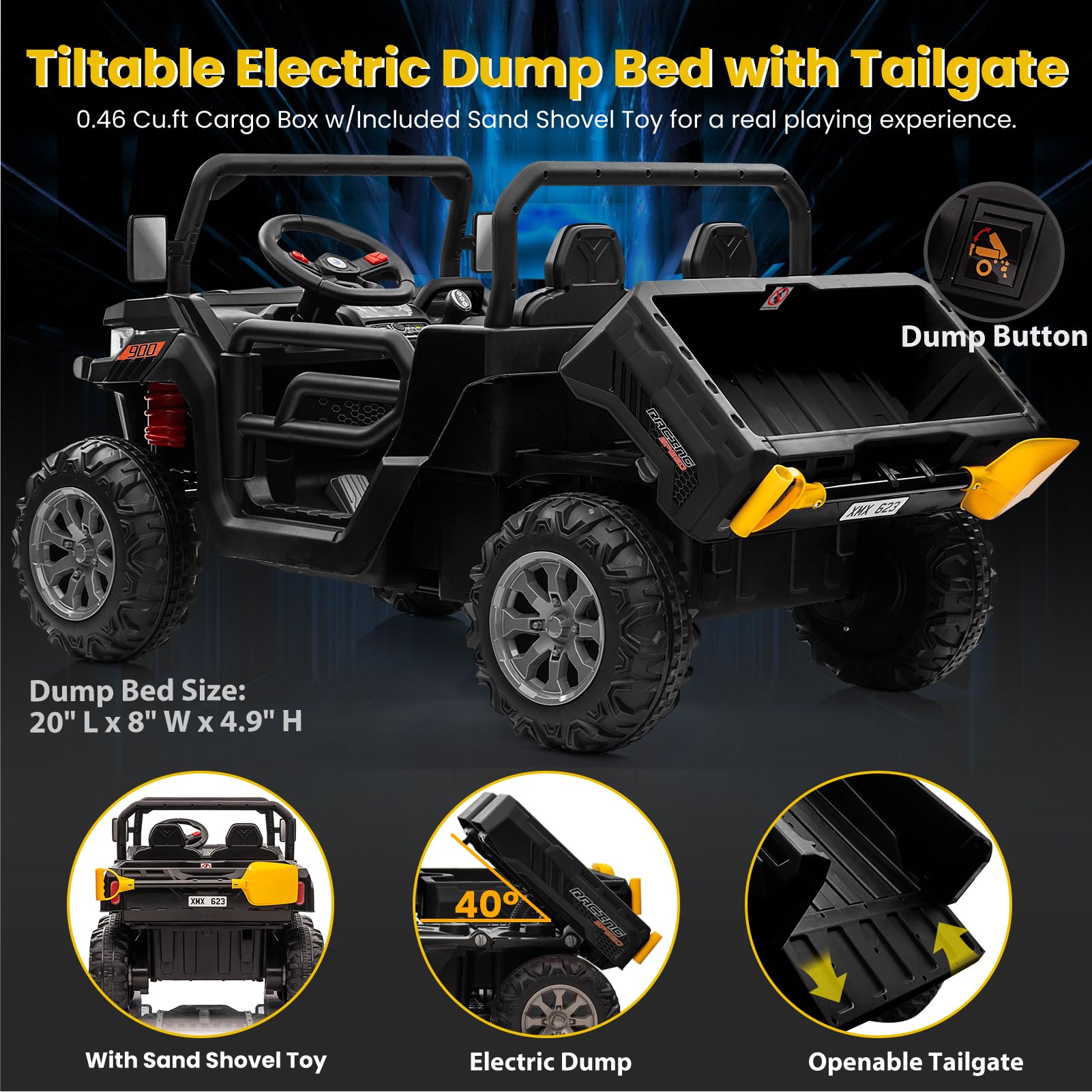 24V 2-Seater Ride-On Dump Truck with Remote Control