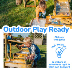 Wooden Water Play Table with Easel & Storage