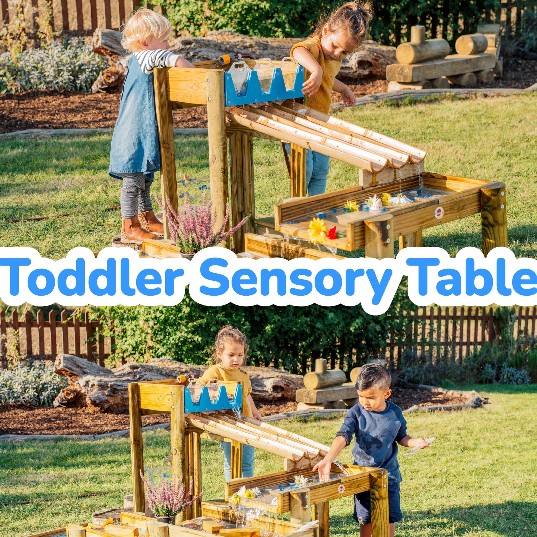 Wooden Water Play Table with Easel & Storage